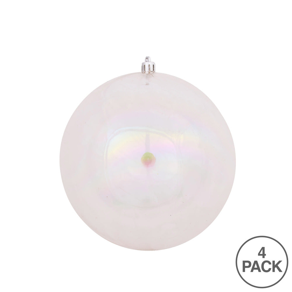 Vickerman 4.75" Clear Iridescent Ball Ornament 4 per Bag