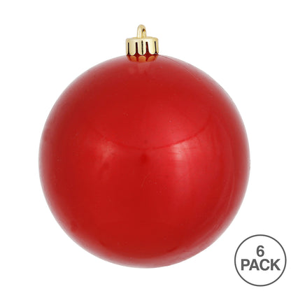 Vickerman 4" Red Candy Ball Ornament 6 per Bag