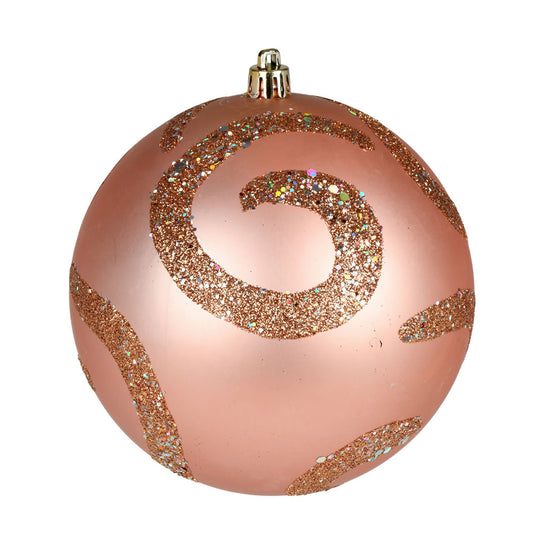 Vickerman 4" Rose Gold Matte Sequin Swirl Ornament 6 per Bag