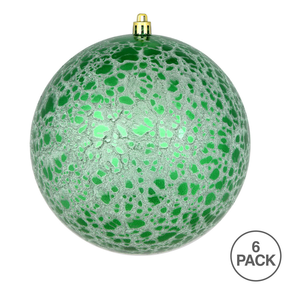 Vickerman 4" Green Crackle Ball Ornament 6 per Bag