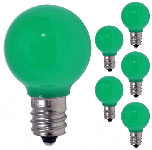 Damar- G9 LED Bulb Twinkle Solid Green 0.6W-0.96W E12 Candelabra Base 100-130V Pack of 6- Small Globe Mood Colored Lighting for Party Christmas Home Decoration