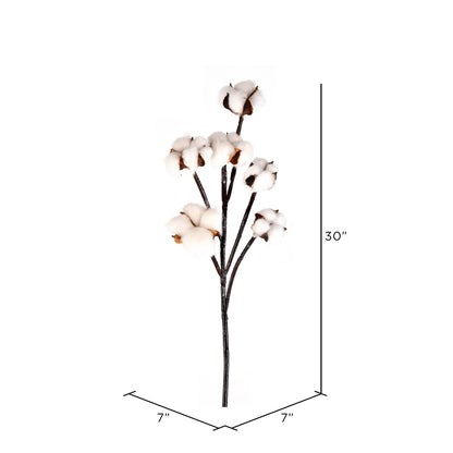 Vickerman 30" Artificial White Cotton Spray. Includes 3 sprays per pack.