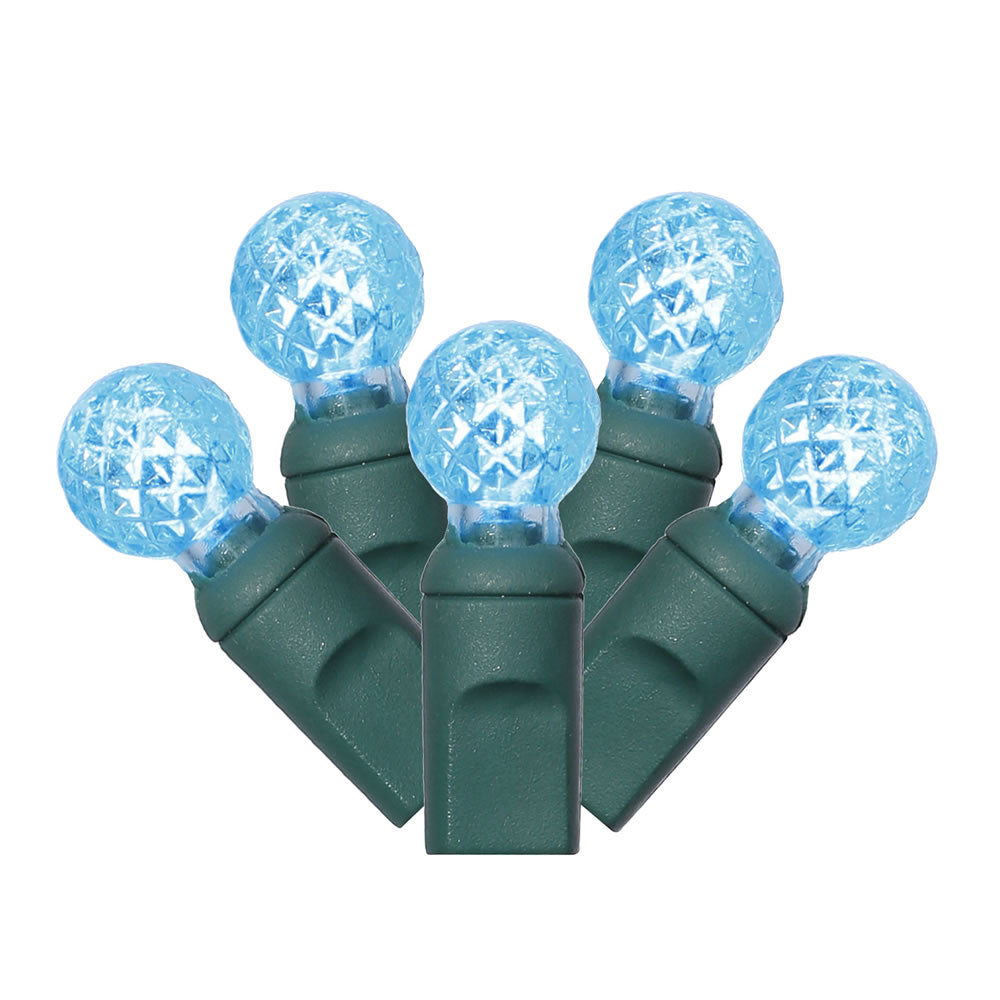 Vickerman 100 Teal G12 LED Single Mold Light on Green Wire 34' Christmas Light Strand