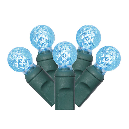 Vickerman 100 Teal G12 LED Single Mold Light on Green Wire 34' Christmas Light Strand