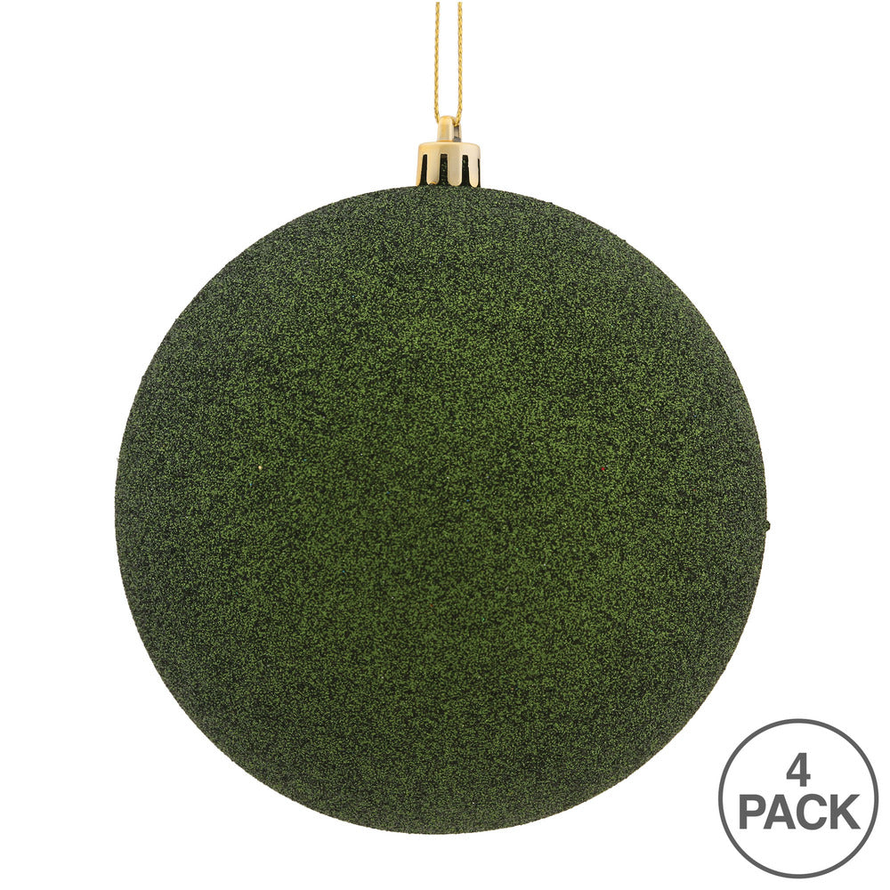 Vickerman 4.75" Moss Green Glitter Ball Ornament 4 per Bag