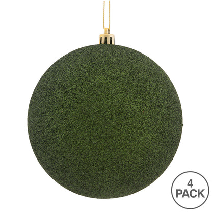 Vickerman 4.75" Moss Green Glitter Ball Ornament 4 per Bag
