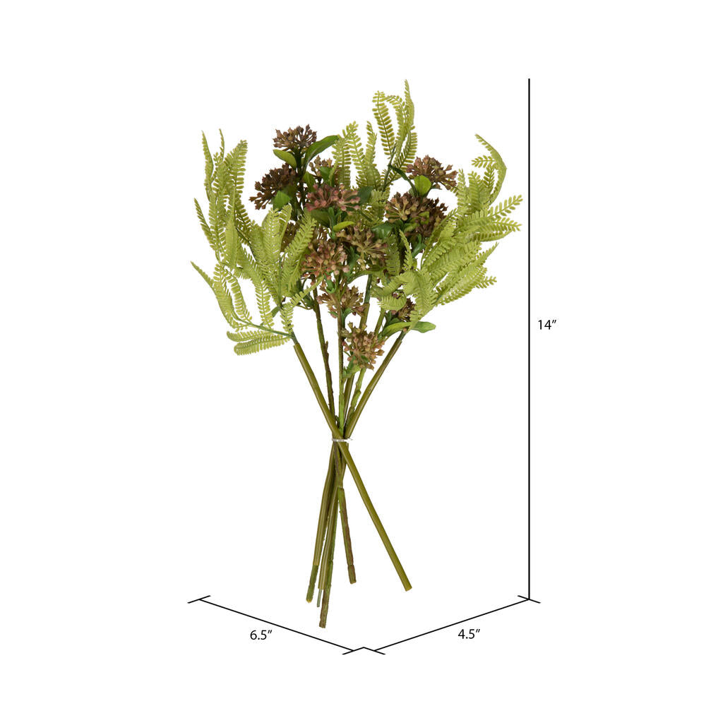 Vickerman 14" Penny Brown Artificial Wild Berry and Green Fern Bundle 2 per bag.