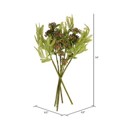 Vickerman 14" Penny Brown Artificial Wild Berry and Green Fern Bundle 2 per bag.