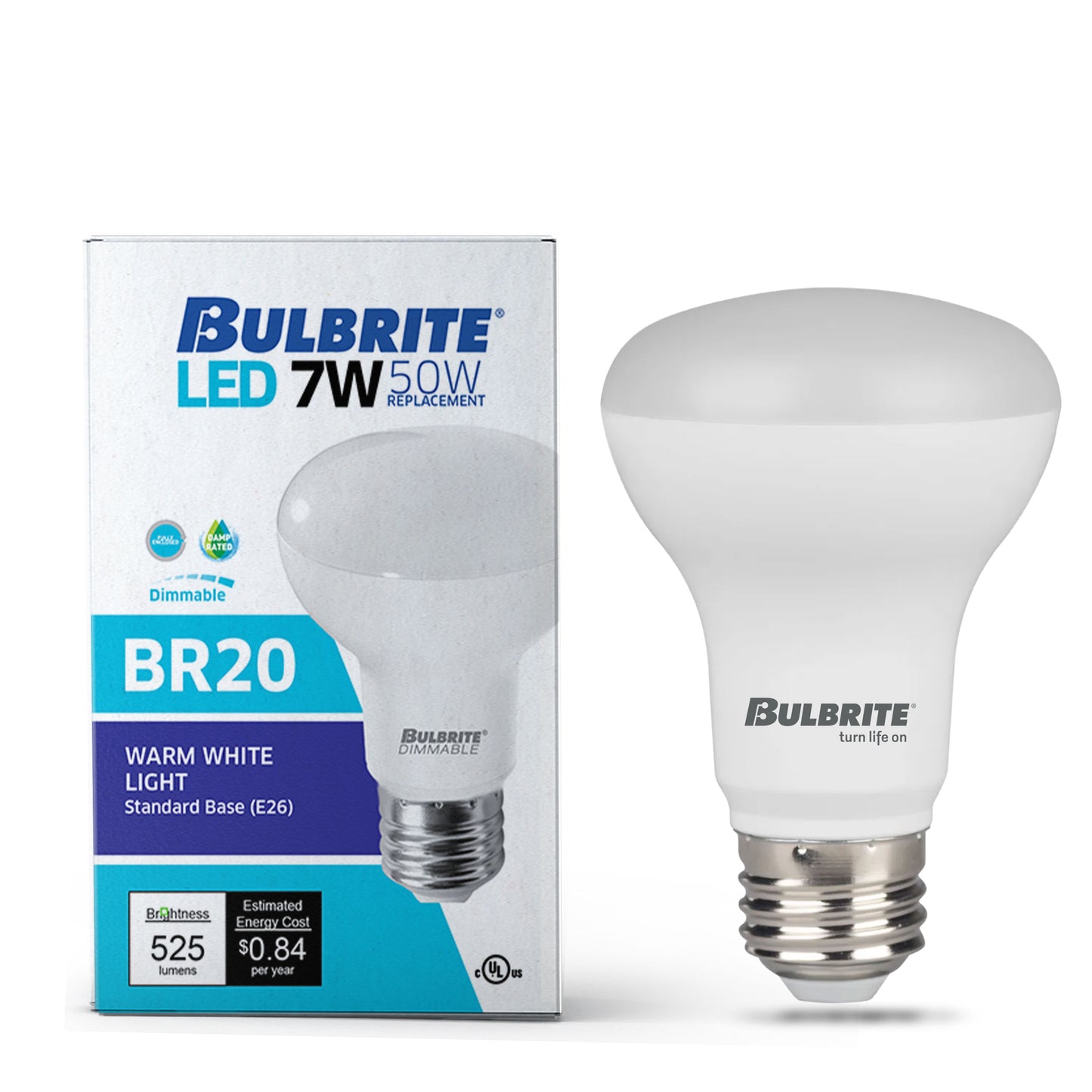 Bulbrite 772854 LED Filament 7 Watt Dimmable BR20 Light Bulb with Frost Glass Finish and Medium (E26) Base - 2700K (Warm White Light), 525 Lumens
