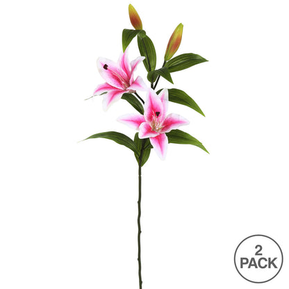 Vickerman 32" Artificial Pink Real Touch Tiger Lily Stem