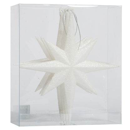 Vickerman 8" White Iridescent Glitter Bethlehem Star Christmas Ornament 4 per Box