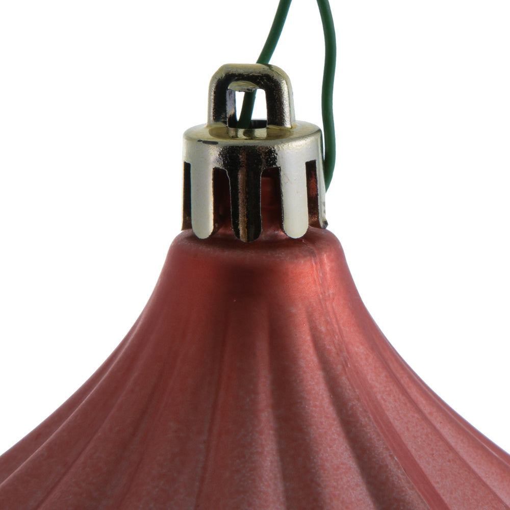 Vickerman 6.3" x 3.5"  Coral Matte Lantern Ornament with drilled and wired caps. Comes 4/bag.