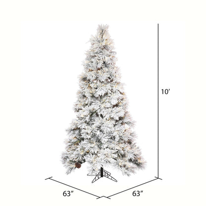 Vickerman 10' x 63" Flocked Atka Slim Artificial Christmas Tree Warm White LED lights.
