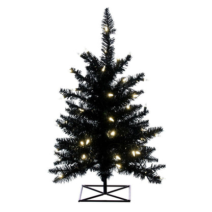 Vickerman 2' x 20" Black Artificial Christmas Tree with 50 Warm White LED Lights.