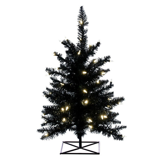 Vickerman 2' x 20" Black Artificial Christmas Tree with 50 Warm White LED Lights.