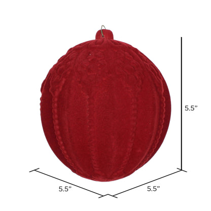 Vickerman 5.5" Burgundy Flocked Embossed Ball Ornament 2 per Bag