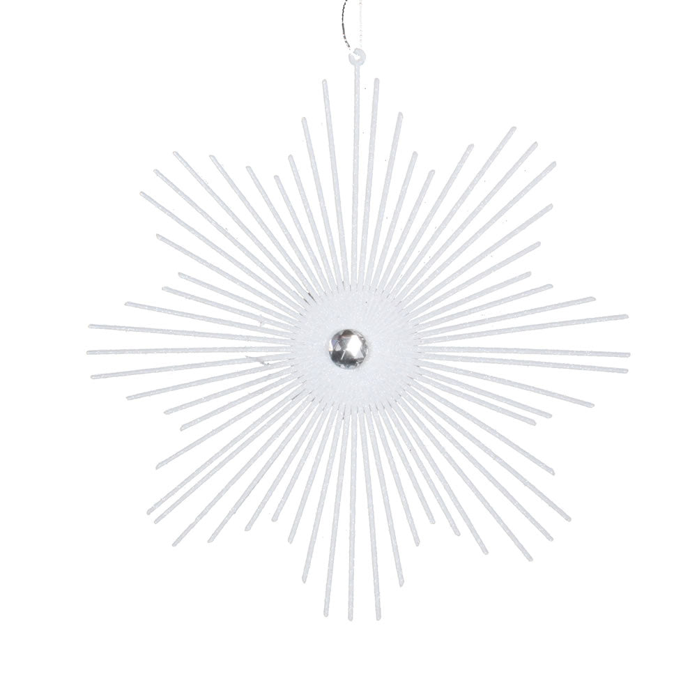 Vickerman 6.5" White Snowflake Burst Glitter Christmas Ornament 6 per Bag