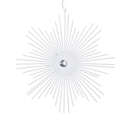 Vickerman 6.5" White Snowflake Burst Glitter Christmas Ornament 6 per Bag