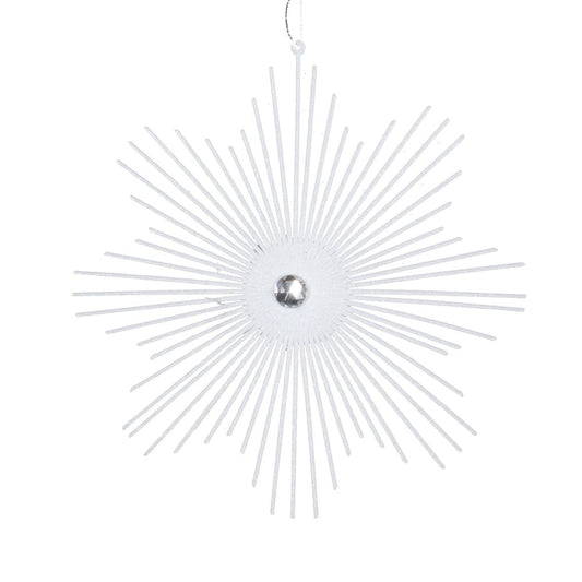 Vickerman 6.5" White Snowflake Burst Glitter Christmas Ornament 6 per Bag