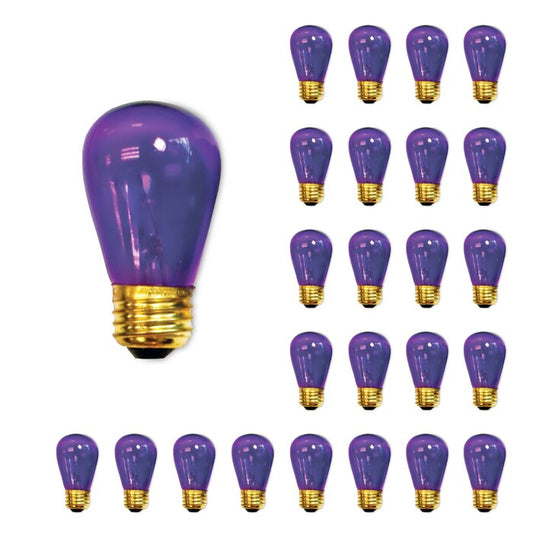 BULBRITE INCANDESCENT S14 MEDIUM SCREW (E26) 11W DIMMABLE LIGHT BULB TRANSPARENT PURPLE 25PK (701511)