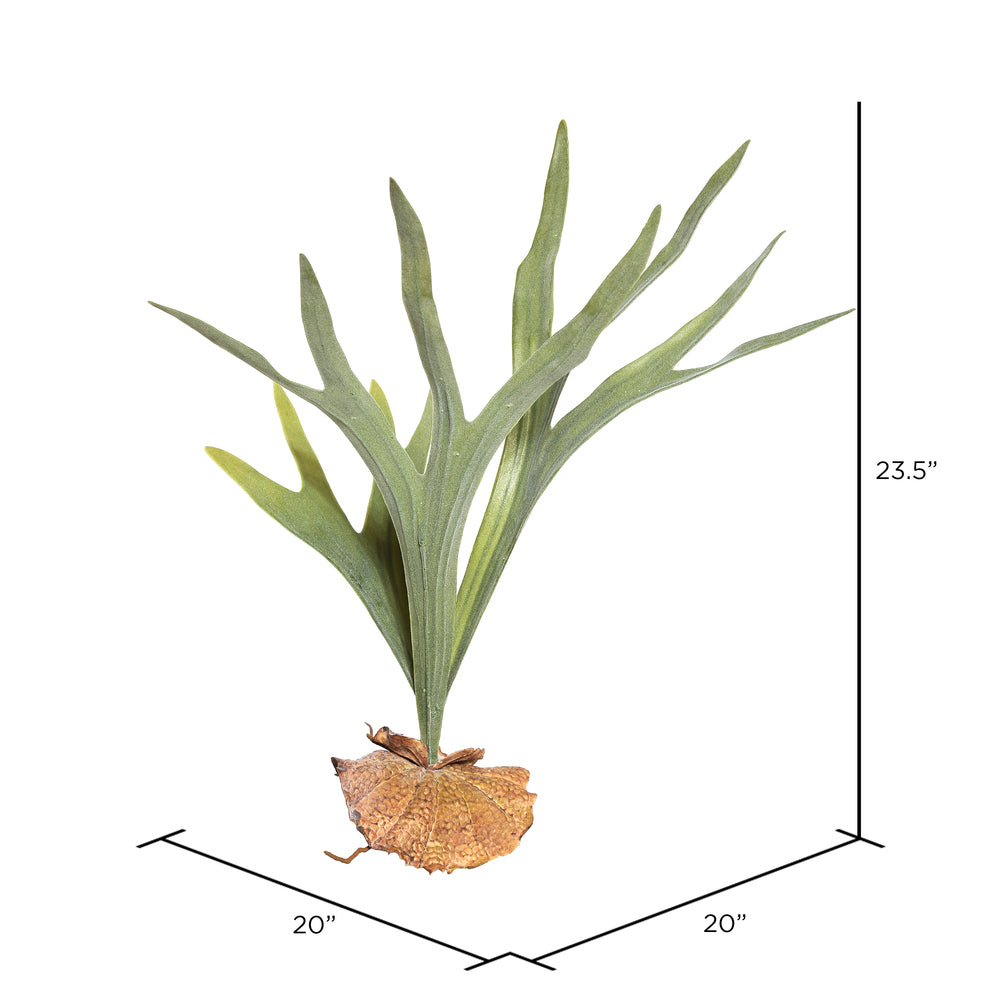 Vickerman 23.5" Artificial Green Staghorn Fern.