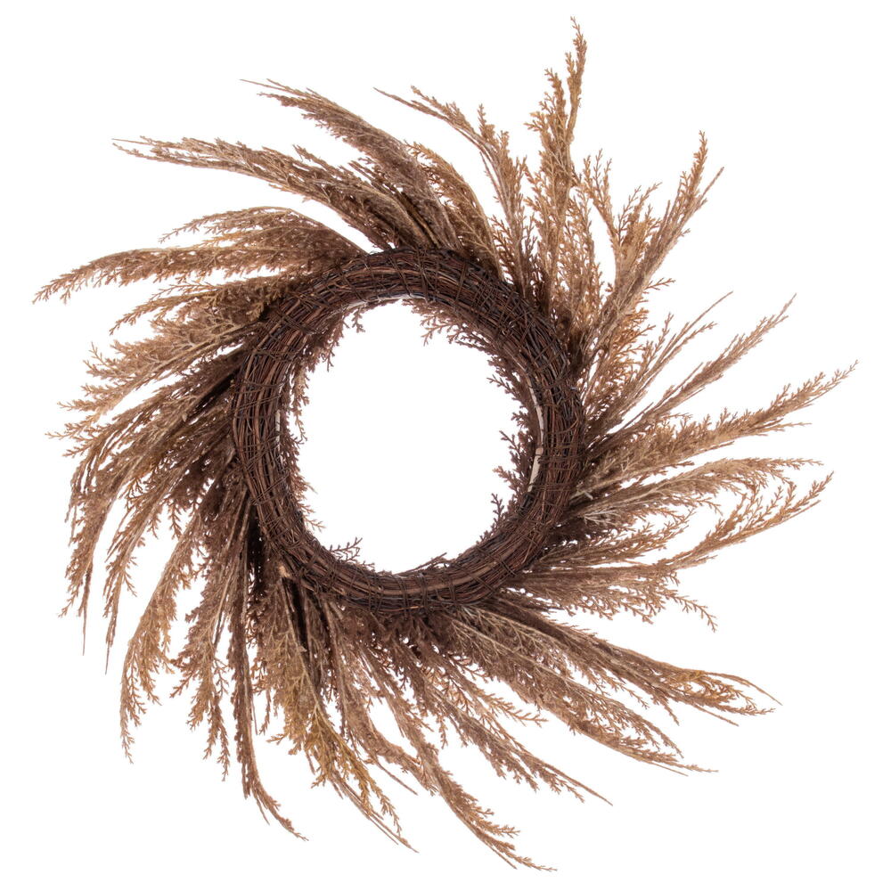Vickerman 20" Artificial Mocha Brown Pampas Grass Wreath