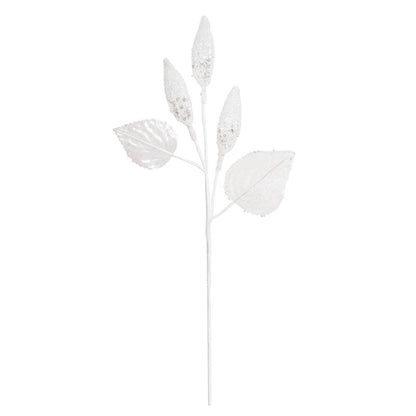 Vickerman 20" White Magnolia Bulb Artificial Christmas Spray Artificial Christmas Spray. Includes 3 sprays per pack.