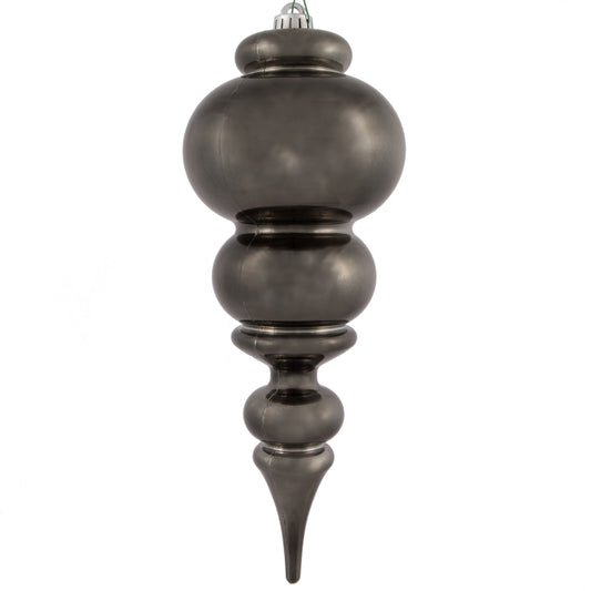 Vickerman 14" Gunmetal Shiny Finial Christmas Ornament UV Treated with Drilled and Wired Cap