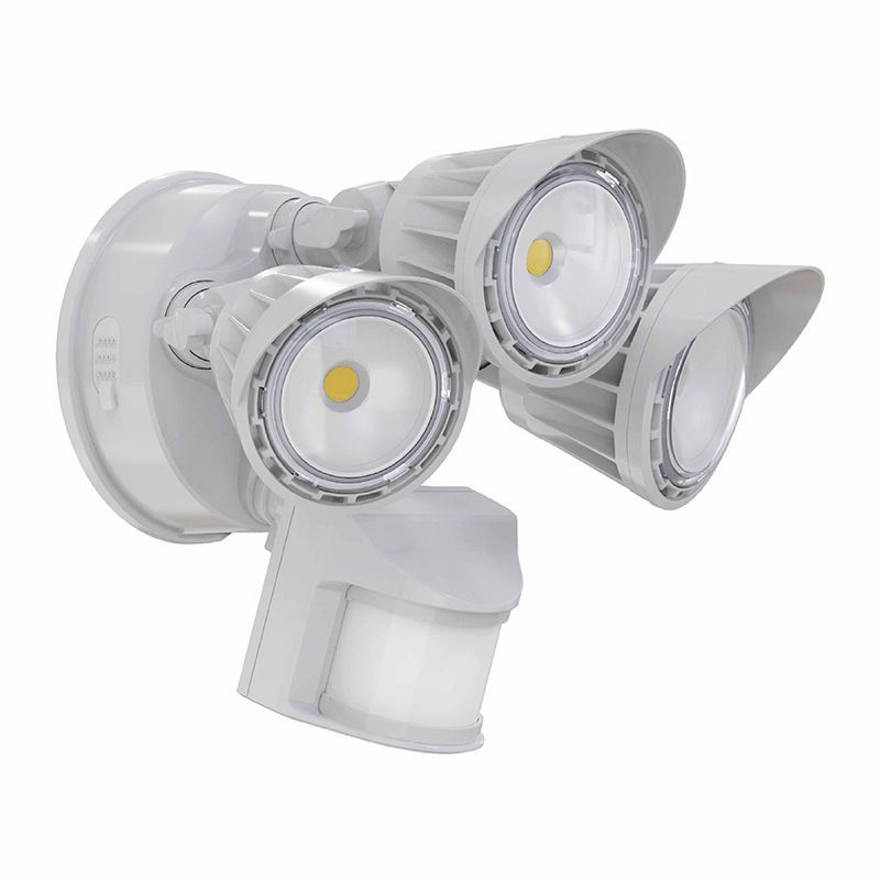 Westgate 30W 3Cct 30/40/50K White 3-Heads  Security Light - With Motion Sensor, Outdoor Lighting, 30W, 2800 Lumens, 3000K/4000K/5000K, White Finish