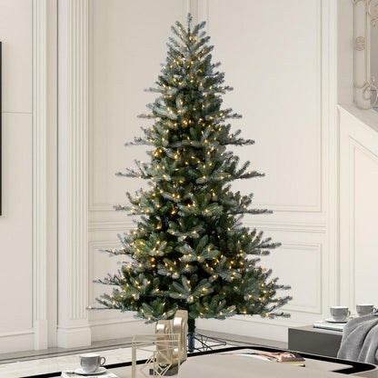 Vickerman 7.5' x 56" Frosted Danbury Spruce Artificial Pre-Lit Christmas Tree Warm White Lights.