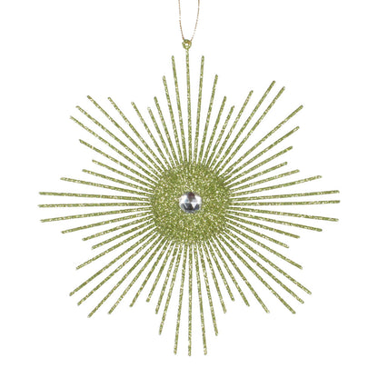 Vickerman 6.5" Lime Snowflake Burst Glitter Christmas Ornament 6 per Bag
