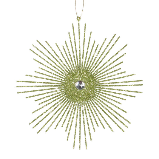 Vickerman 6.5" Lime Snowflake Burst Glitter Christmas Ornament 6 per Bag