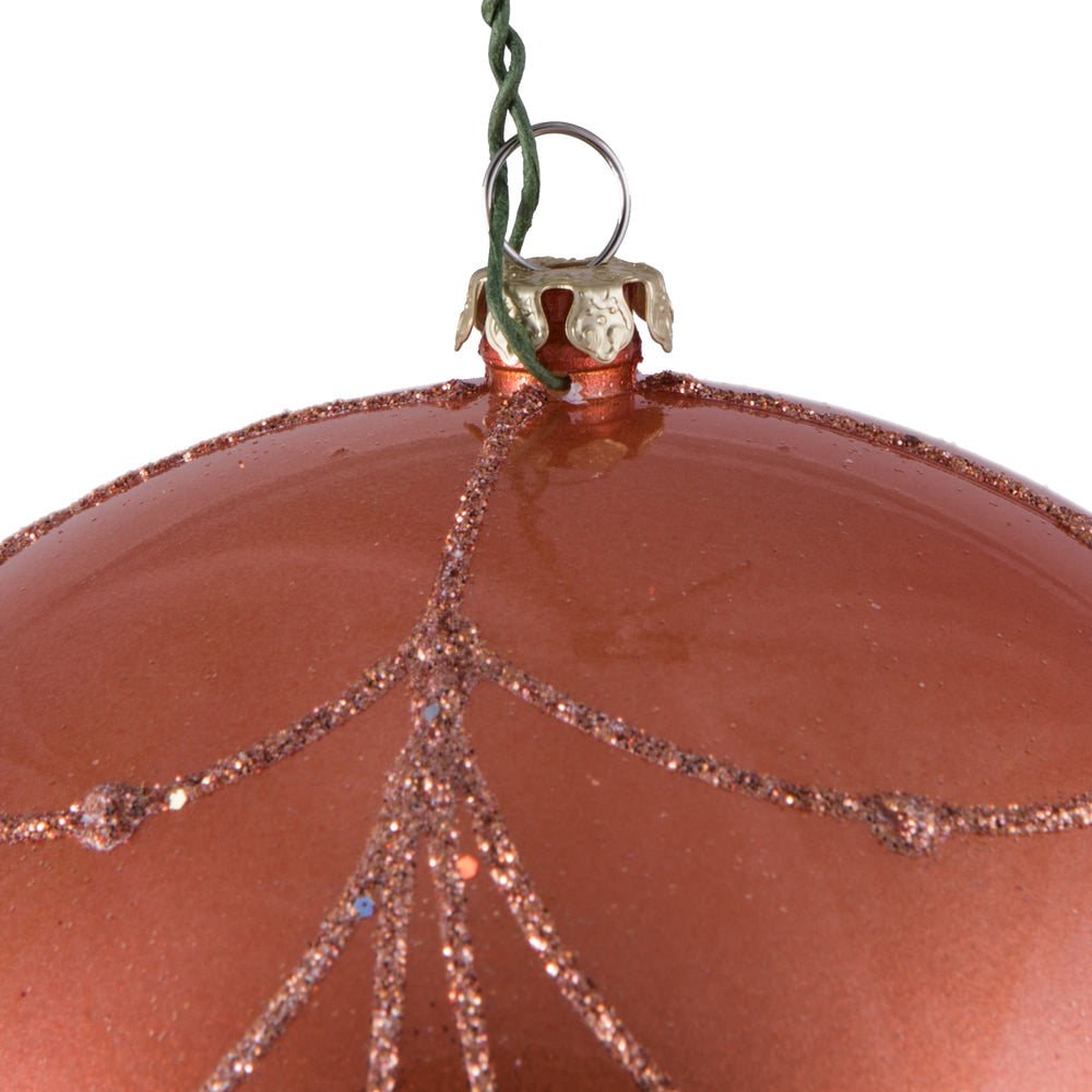 Vickerman 4.75" Coral Candy Finish Curtain Ornament with Glitter Accents 4 per Bag