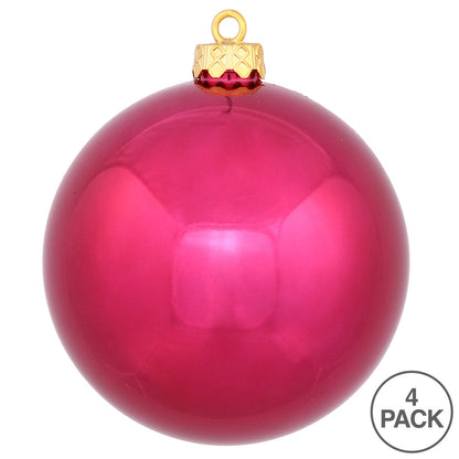 Vickerman 6" Wine Shiny Ball Ornament 4 per Bag