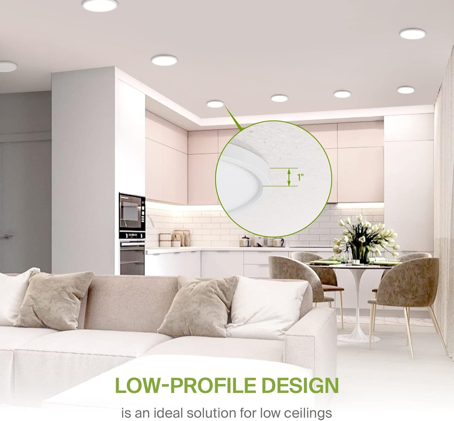 ASD Lighting LED Round Surface Mini Panel 5" 10W 120V CCT Selectable 3000/4000/5000K Dimmable White ETL Energy Star 6pack