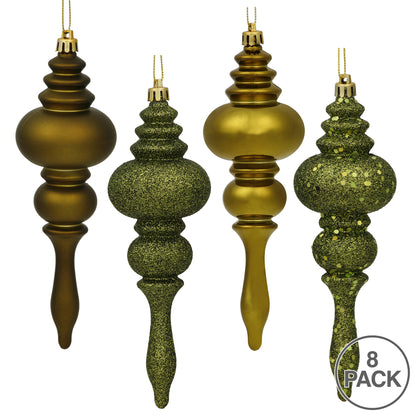 Vickerman 7" Olive 4-Finish Finial Ornament 8 per Box
