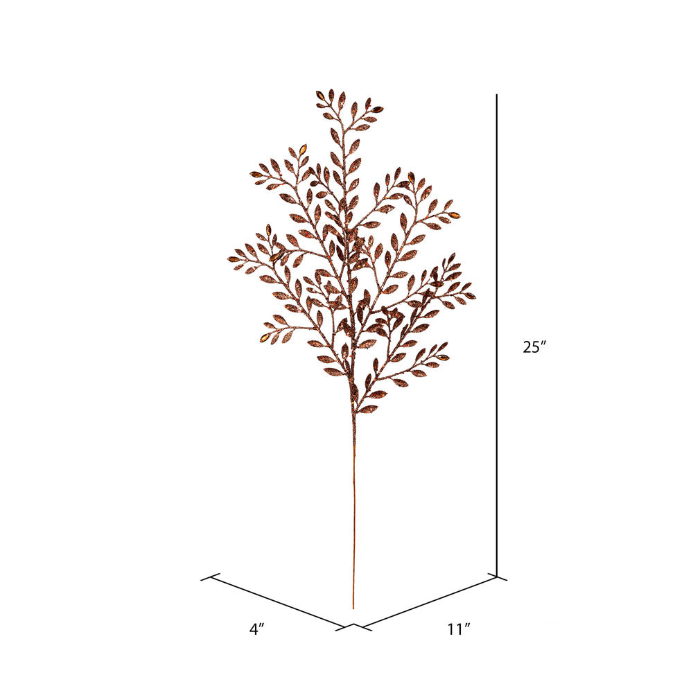 Vickerman 25" Chocolate Ruscus Glitter Artificial Christmas Spray with Jewel. Includes 12 sprays per pack.