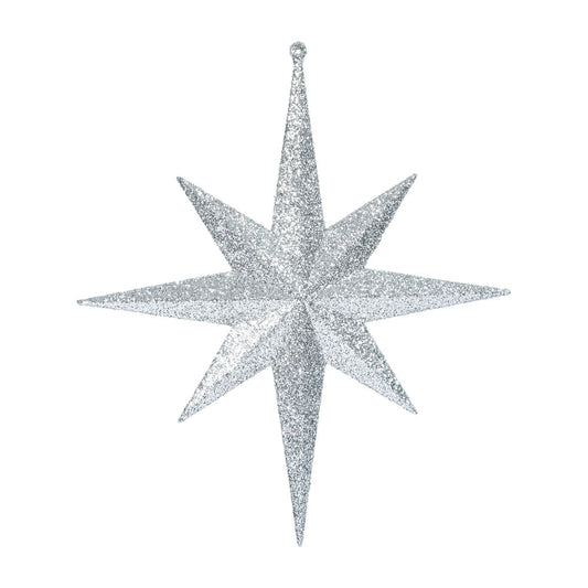 Vickerman 12" Silver Iridescent Glitter Bethlehem Star Christmas Ornament 2 per Box