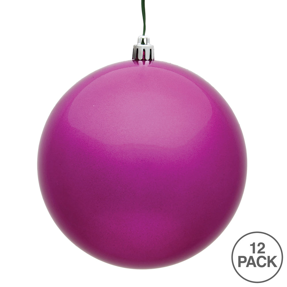 Vickerman 3" Fuchsia Candy Ball Ornament 12 per Bag