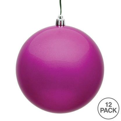 Vickerman 3" Fuchsia Candy Ball Ornament 12 per Bag