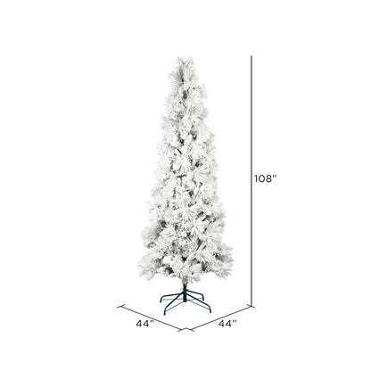 Vickerman 9' x 44" Unlit Flocked Atka Pine Pencil Artificial Christmas tree