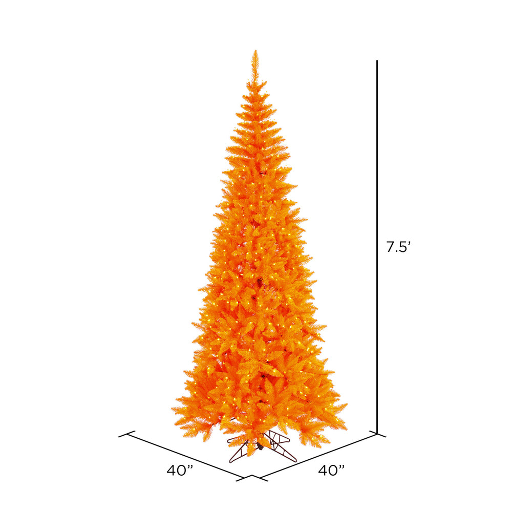 Vickerman 7.5' Orange Fir Slim Artificial Christmas Tree Orange  Dura-lit LED Lights