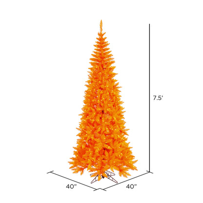 Vickerman 7.5' Orange Fir Slim Artificial Christmas Tree Orange  Dura-lit LED Lights