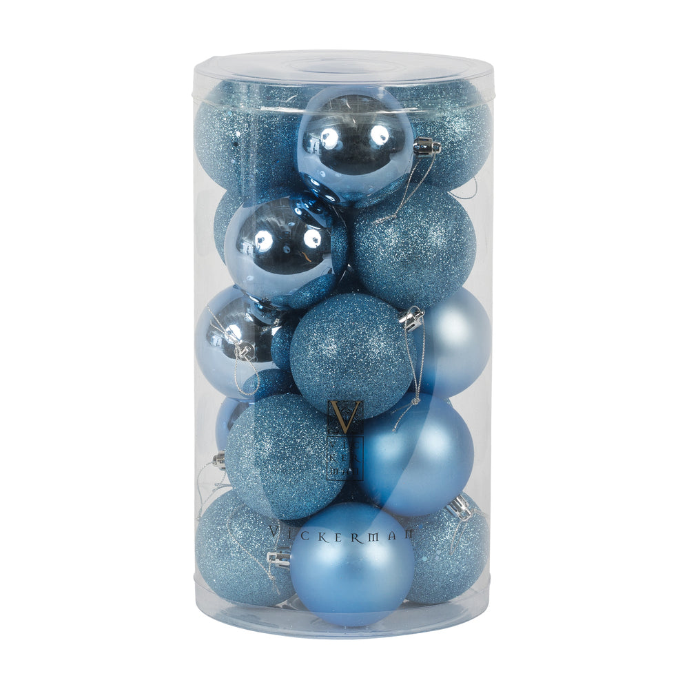 Vickerman 2.75" Periwinkle 4-Finish Ball Ornament Assortment 20 per Box