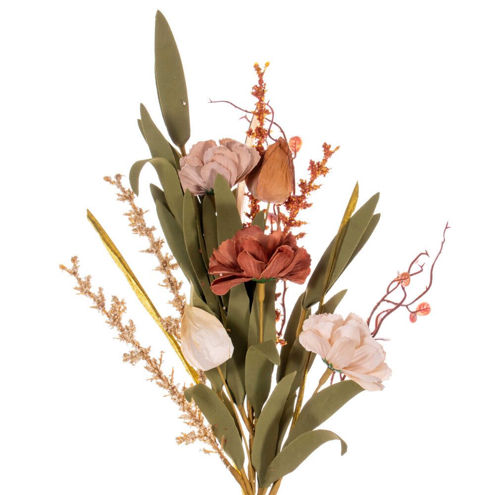Vickerman 20" Brown and Cream Artificial Carnation and Chinese Lantern Wreath.