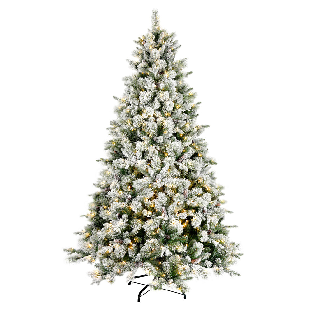 Vickerman 4.5' x 34" Flocked Ellis Pine Artificial Christmas Tree Warm White Dura-Lit® LED Lights