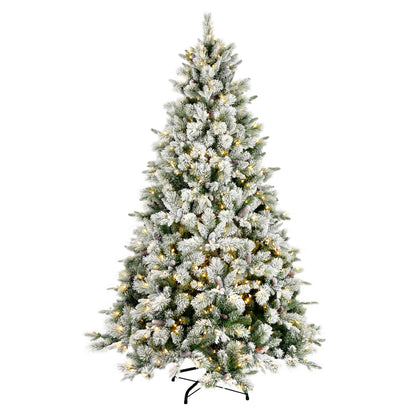 Vickerman 4.5' x 34" Flocked Ellis Pine Artificial Christmas Tree Warm White Dura-Lit® LED Lights