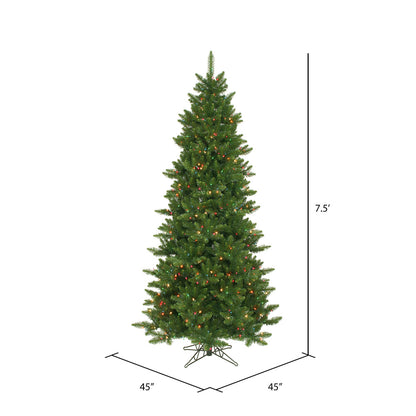 Vickerman 7.5' Camdon Fir Slim Artificial Christmas Tree Multi-colored Dura-lit LED Lights