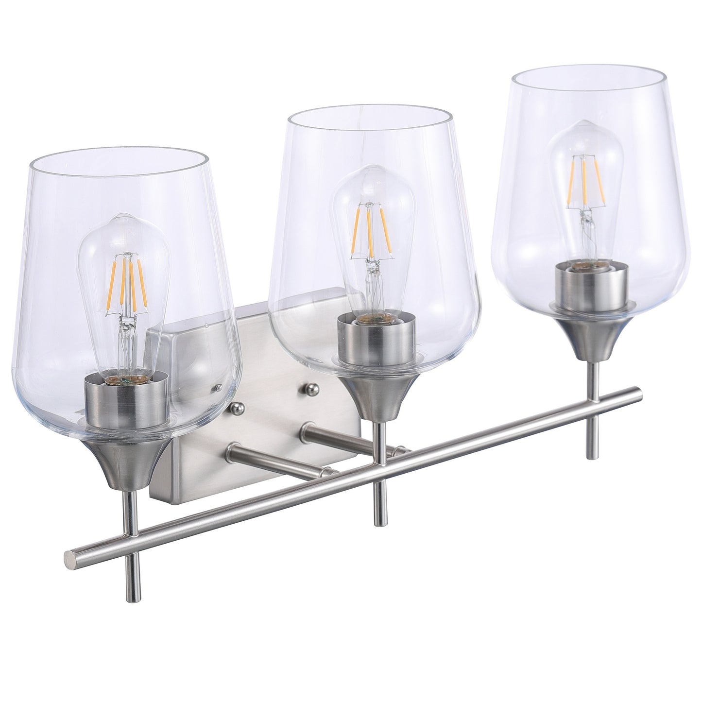 ASD Lighting 3-light Vanity Light 3xE26 60W 120V Clear Glass, Nickel ETL