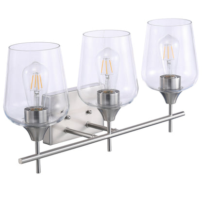ASD Lighting 3-light Vanity Light 3xE26 60W 120V Clear Glass, Nickel ETL